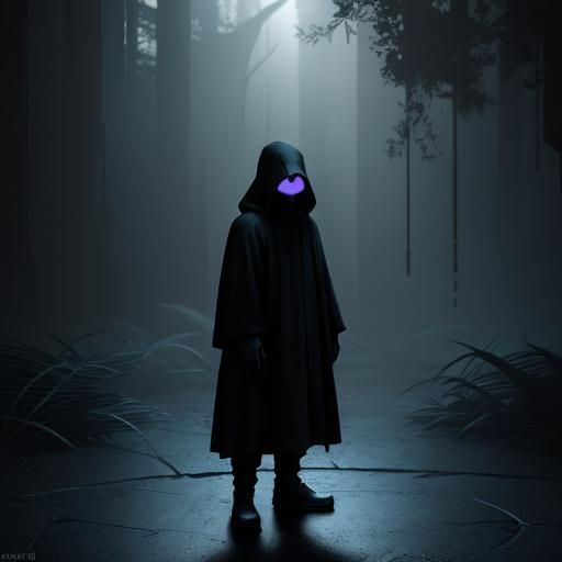 Mysterious Hooded Figure in Shadows: Pixar-style 3D Art