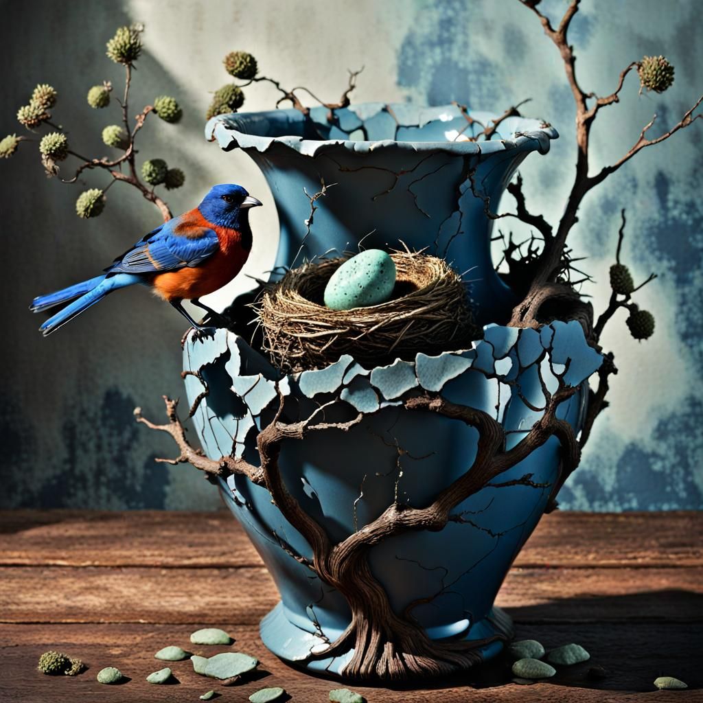 Imperfect vase- bird nest