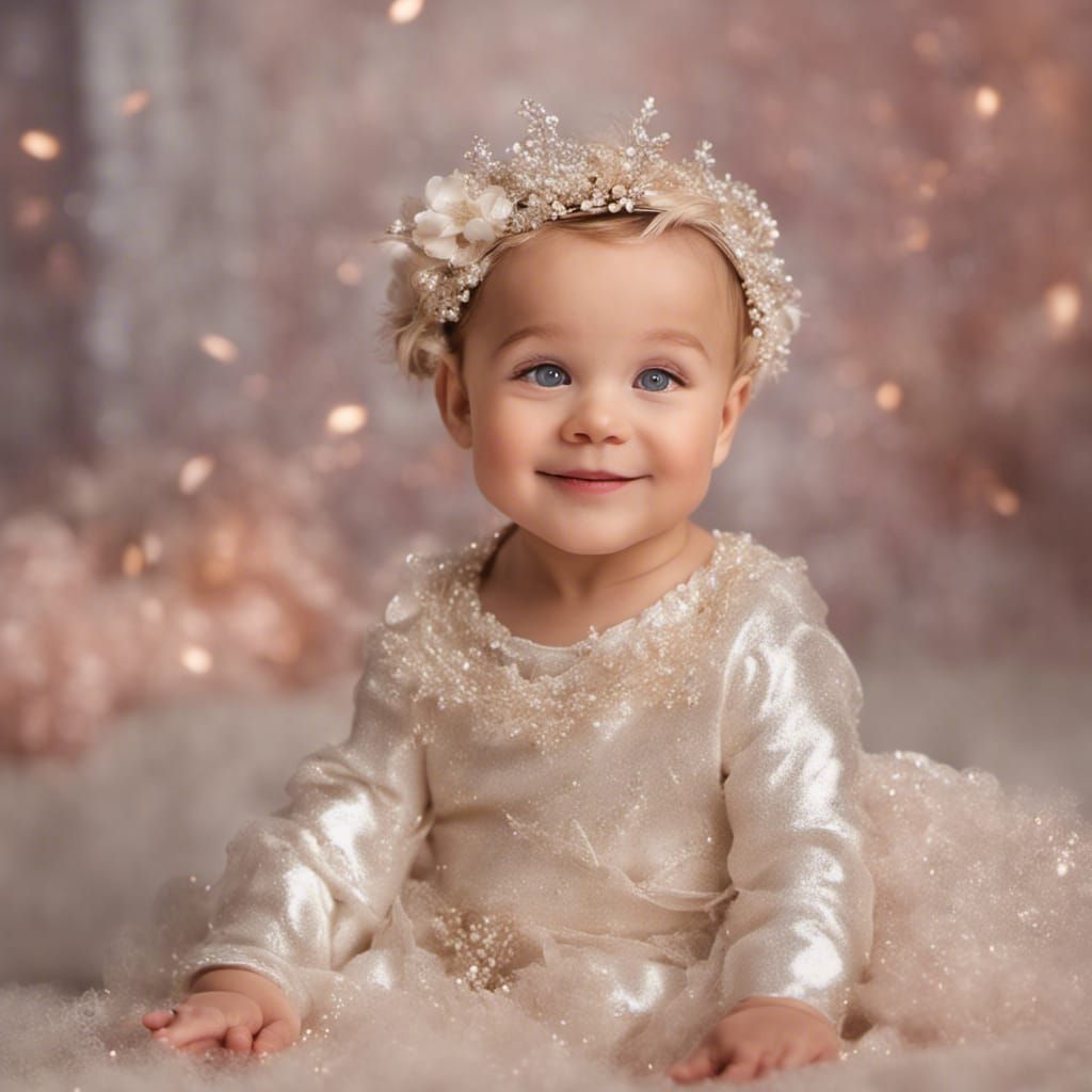 In a magical realm where dreams come to life, a radiant baby...
