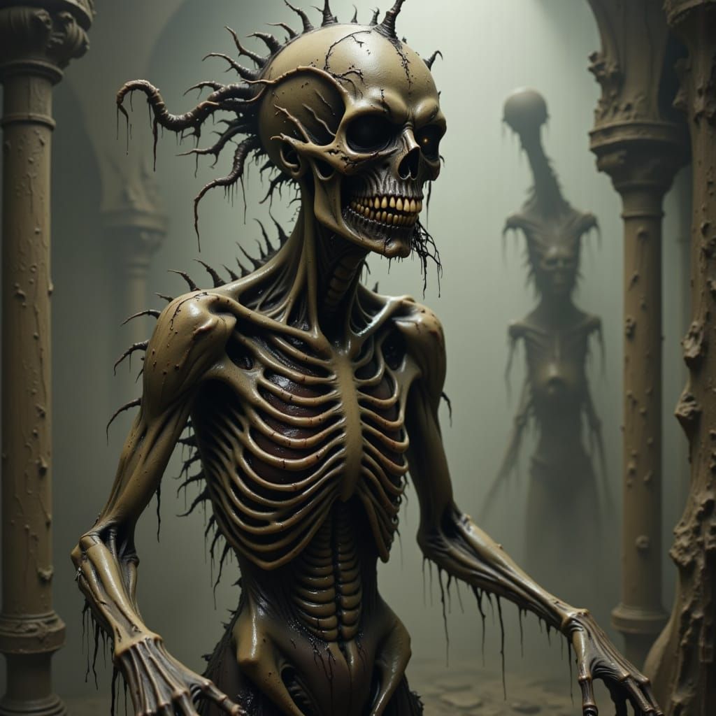 Nightmarish Demonic Creature in Bone Cathedral