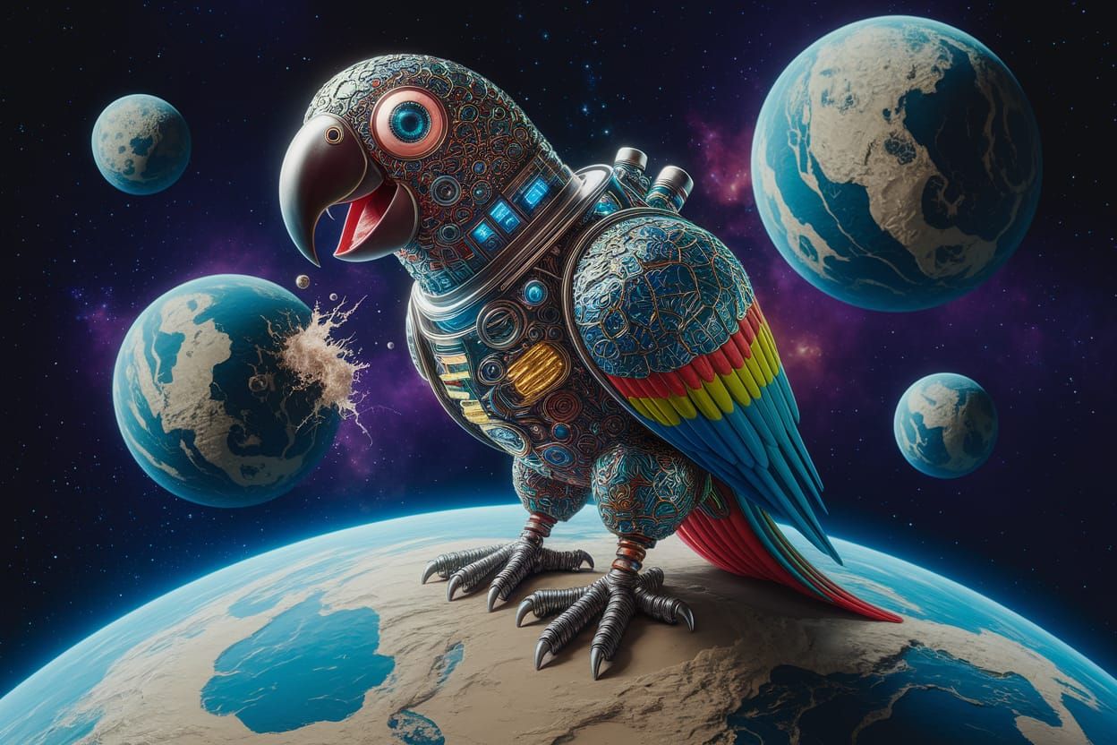 Dreamiful Mechaparrot Eats Planet-Parts