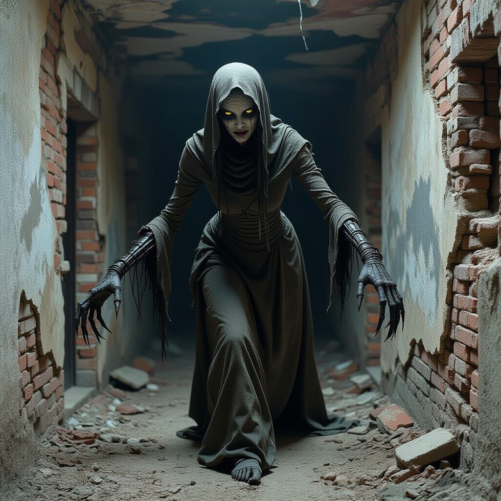 Horrifying Humanoid Figure in Gothic Biomechanical Style