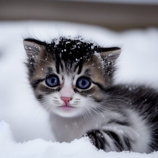 A Kitten Playing In The Snow - AI Generated Artwork - NightCafe Creator