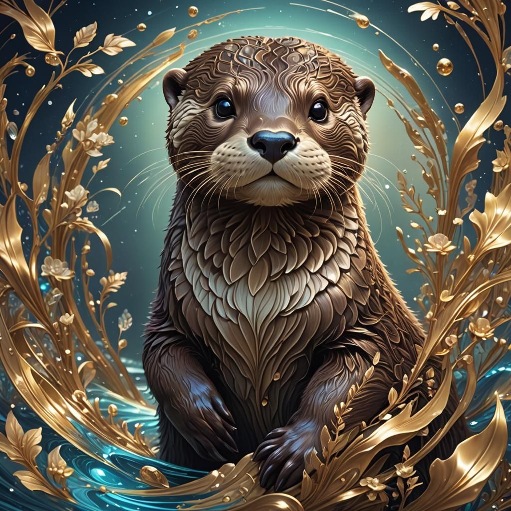 An otter swimming   by @Groovyspecs