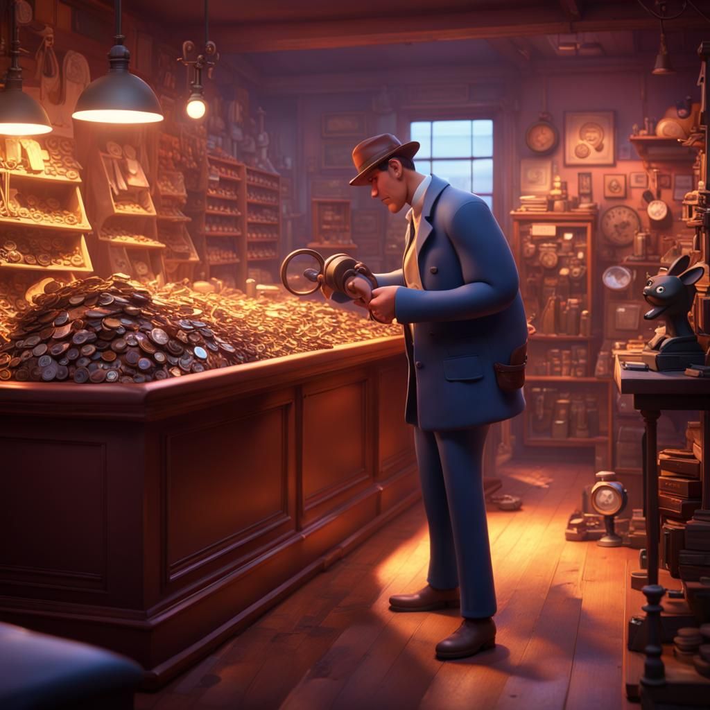 detective is inspecting stolen items in pawn shop where there are ...