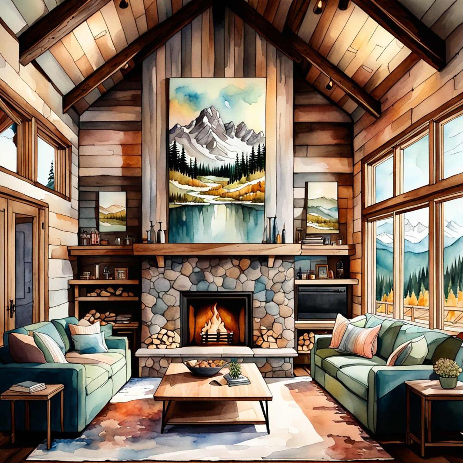Mountain Cabin – AI Generated Artwork – NightCafe Creator