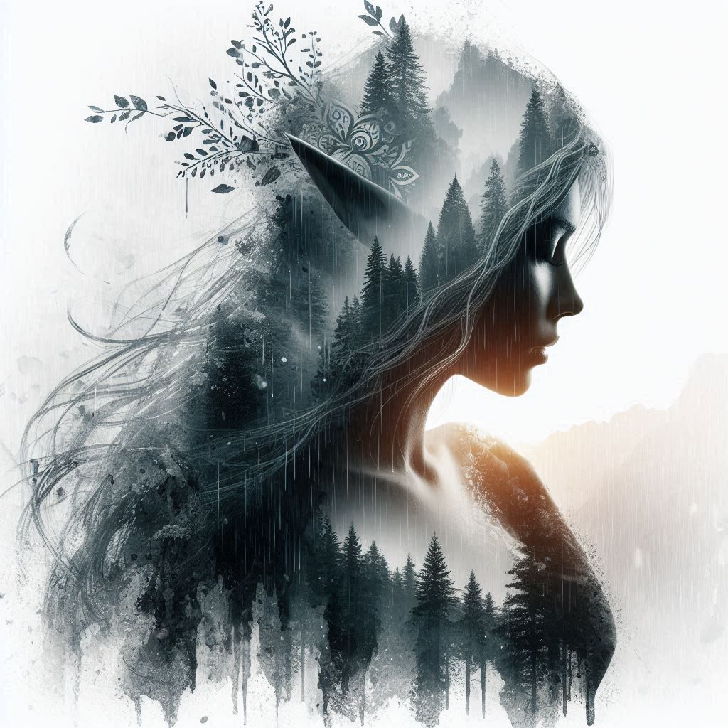 double exposure beautiful fantasy DALL-E 3 portrait landscap...