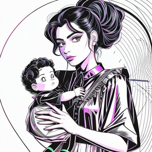 woman holding a baby. Série