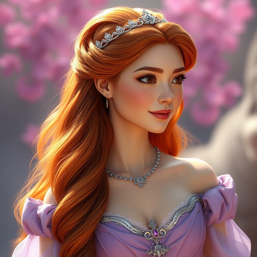 Beautiful Princess with Flowing Hair in Fantasy Art Style