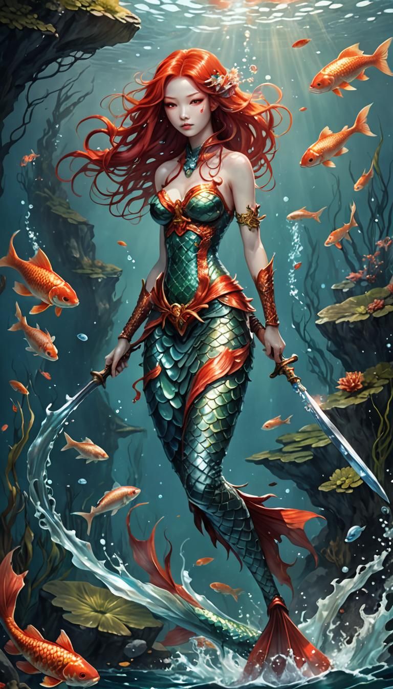 Mermaid warrior  by @PetitCailloux