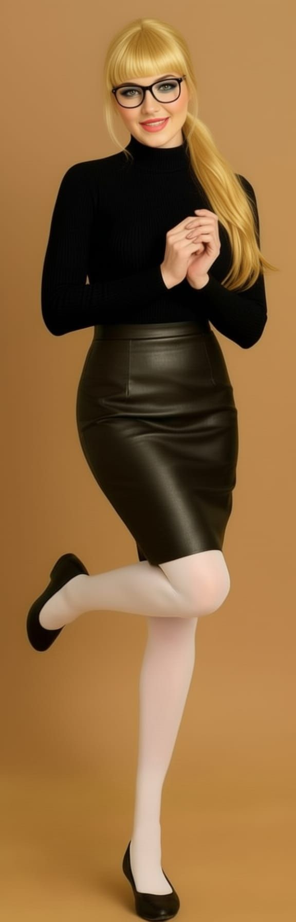 Woman with Ponytail and Enhanced Makeup