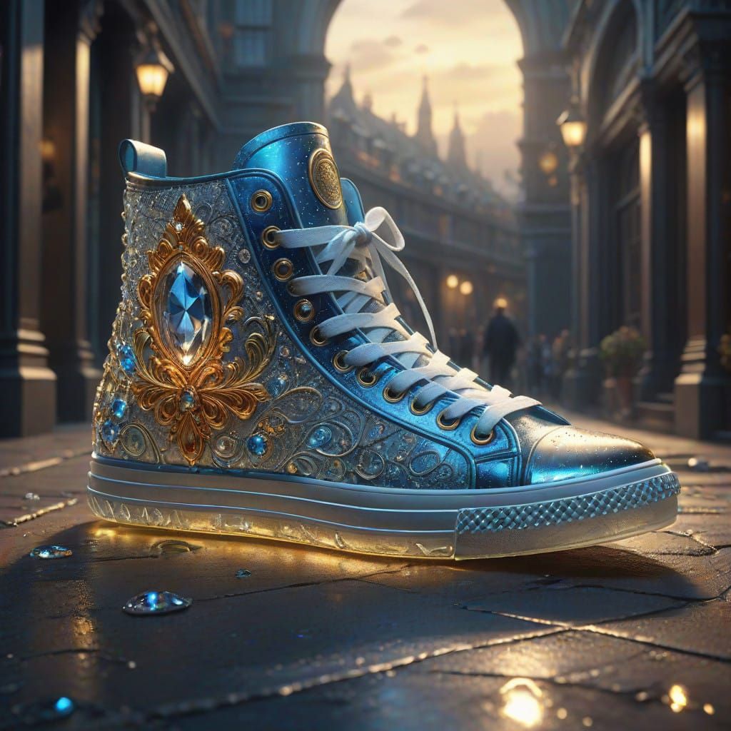 Cinderella's Crystal Glass Sneaker in Hyper-Realistic Detail