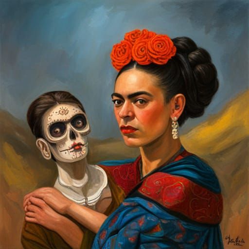 Día de los Muertos by Frida Kahlo - AI Generated Artwork - NightCafe