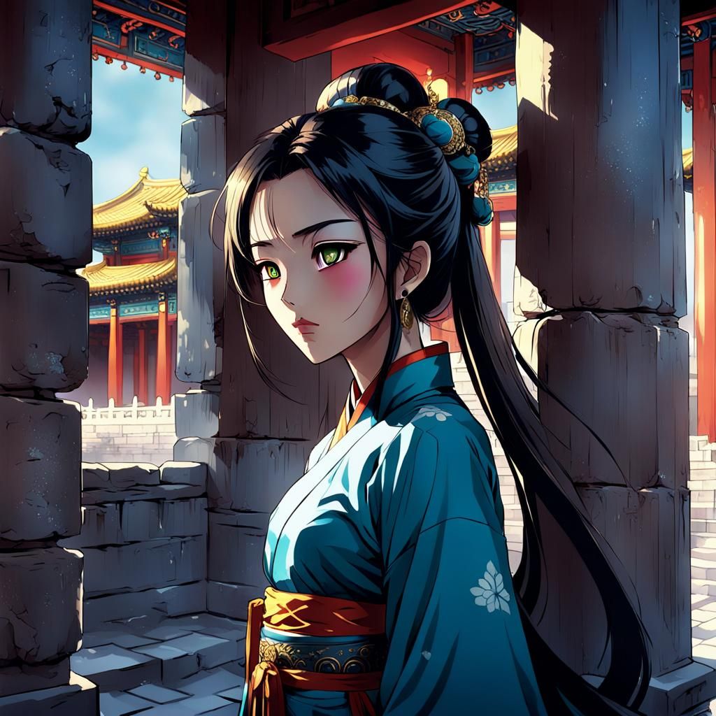 (Qing Dynasty) Masterpiece, Best Quality, flat, Manga Scan, Anime, cinematic lighting, drawn Art, by Studio Trigger, cli...