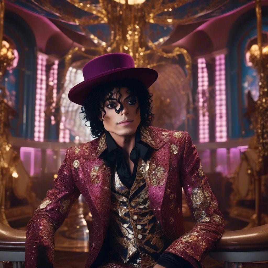 A detailed portrait of michael jackson as Willy Wonka, Marta Bevacqua ...