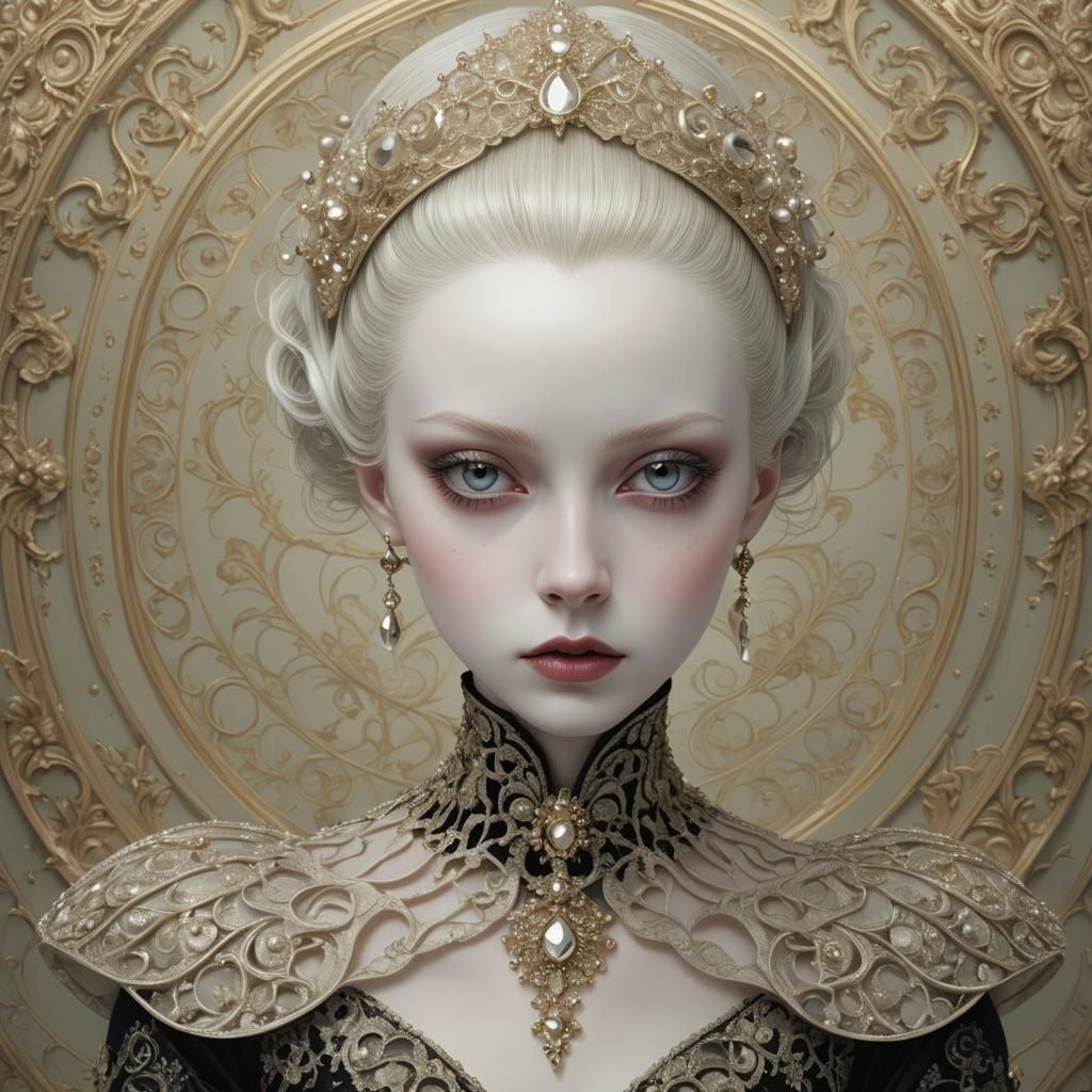 Aristocratic Goth Woman Portrait in Shimmering Colors