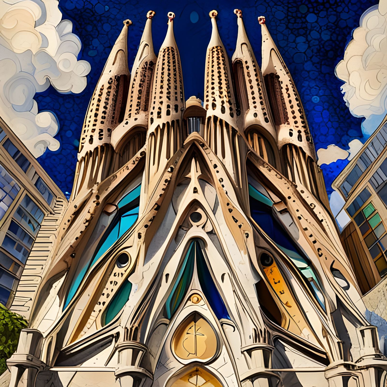 Sagrada Família in Barcelona by architects Antoni Gaudí and Francisco de  Paula del Villar (Gothic Revival, Art Nouveau, Modernista styles) - AI  Generated Artwork - NightCafe Creator