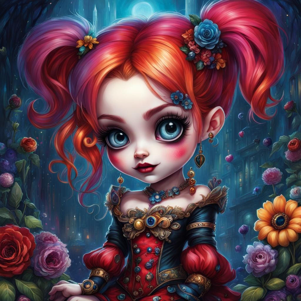 " chibi Harley Quinn ... 🖤❣️🖤 "  by @SummerDream