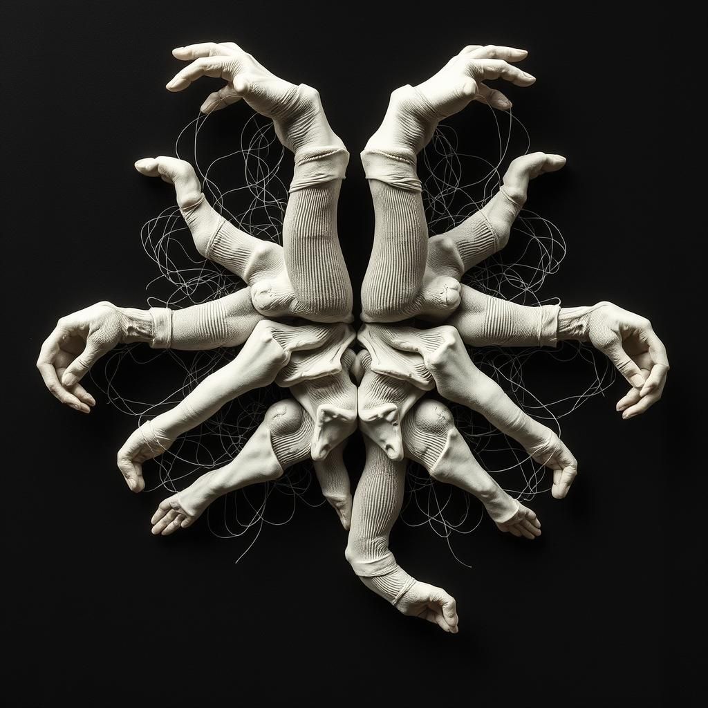 Surreal Assemblage of Limbs in Dadaist Style