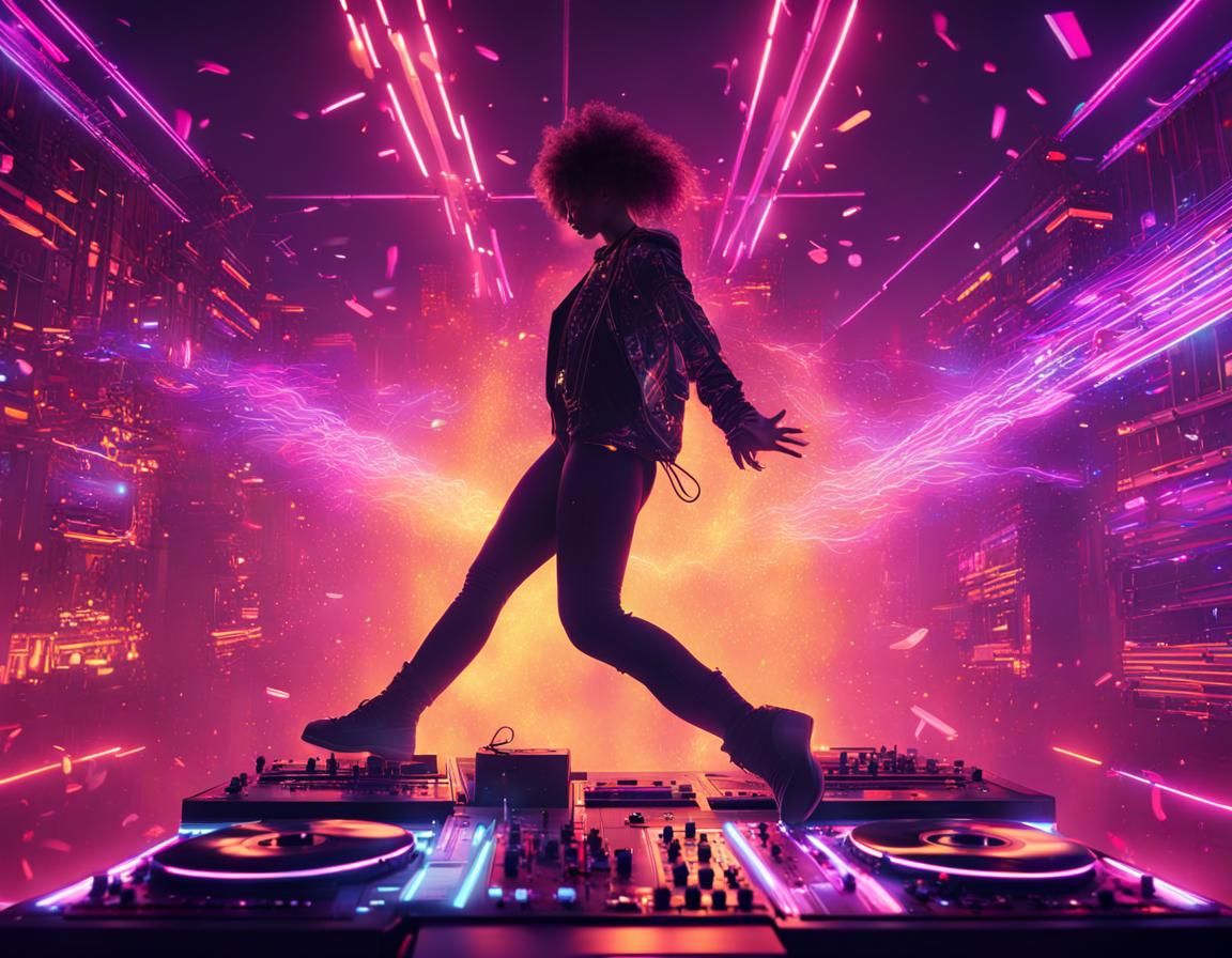 Vaporwave art, magnetic tape records studio, flying musical notes, sparks, double exposure, realistic ...  by @Maris Sverns