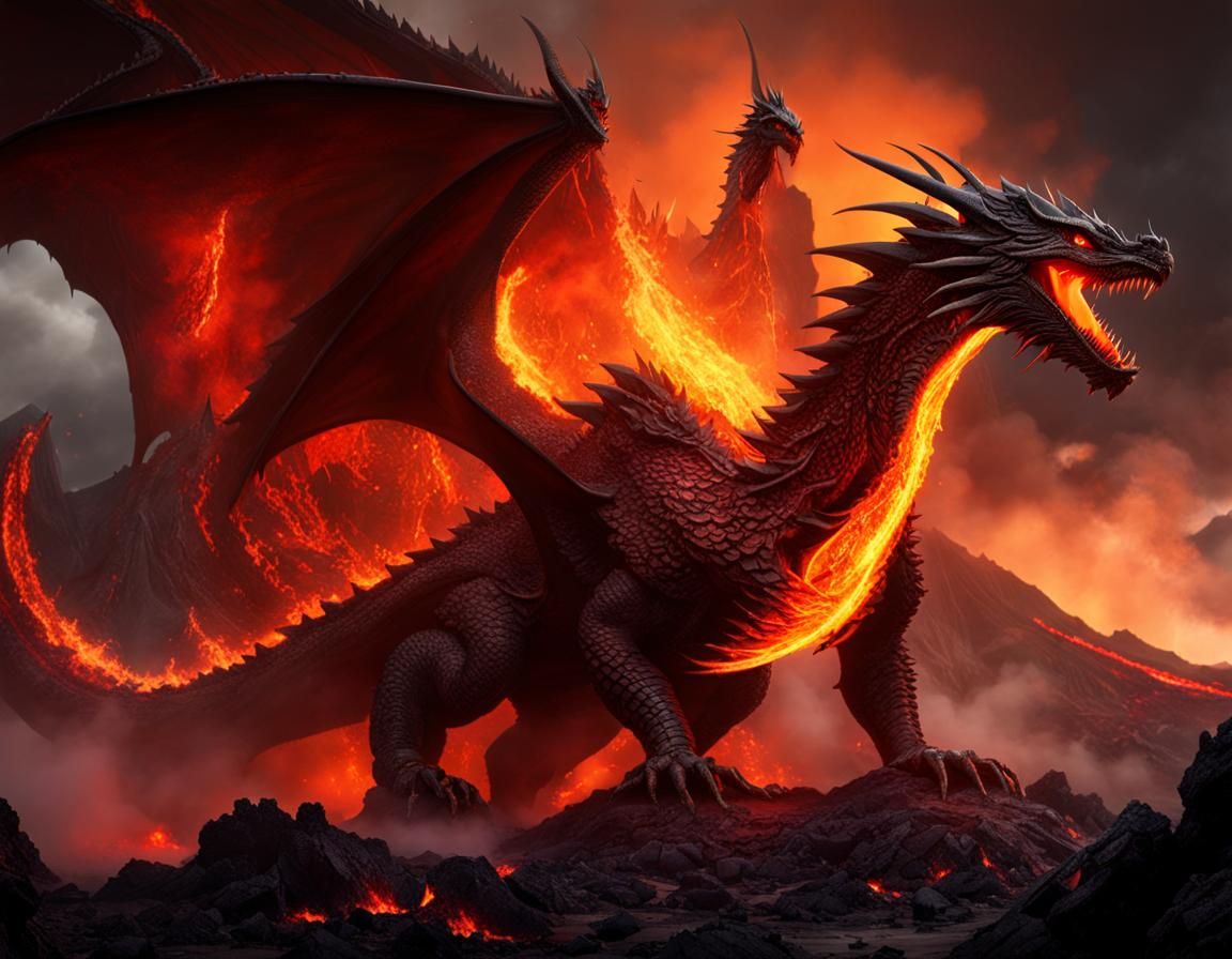 Gigantic lava dragon on a volcano - AI Generated Artwork - NightCafe ...