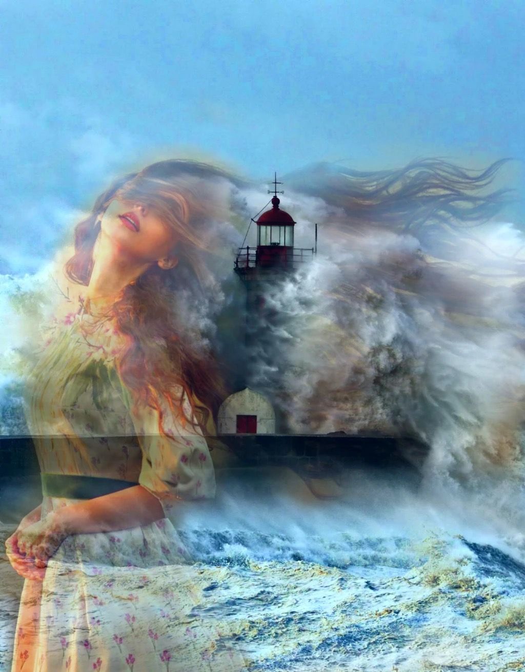A Woman  and a lighthouse