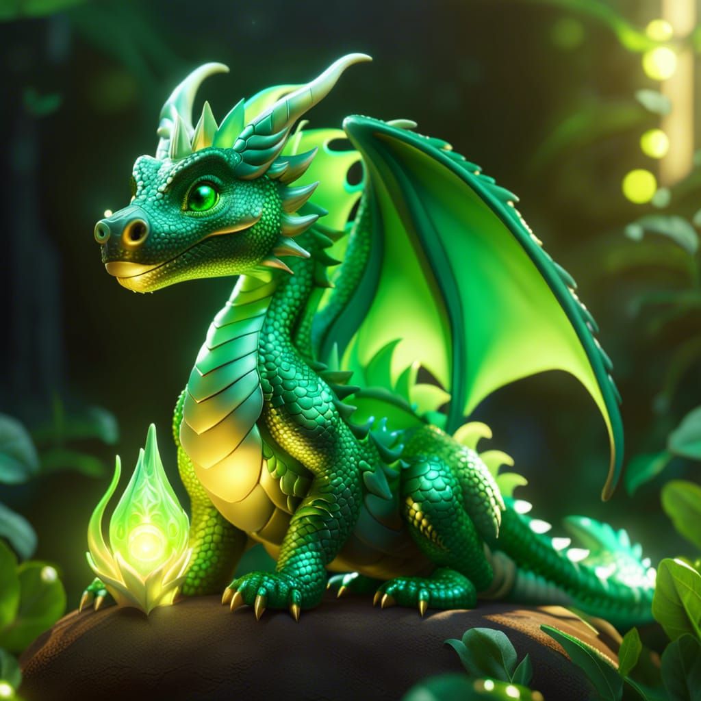 Cute green baby dragon - AI Generated Artwork - NightCafe Creator