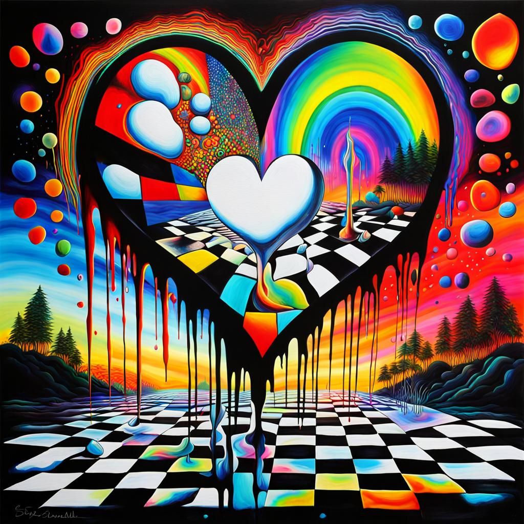 Surreal Heart Vortex Merging into Dream Landscape