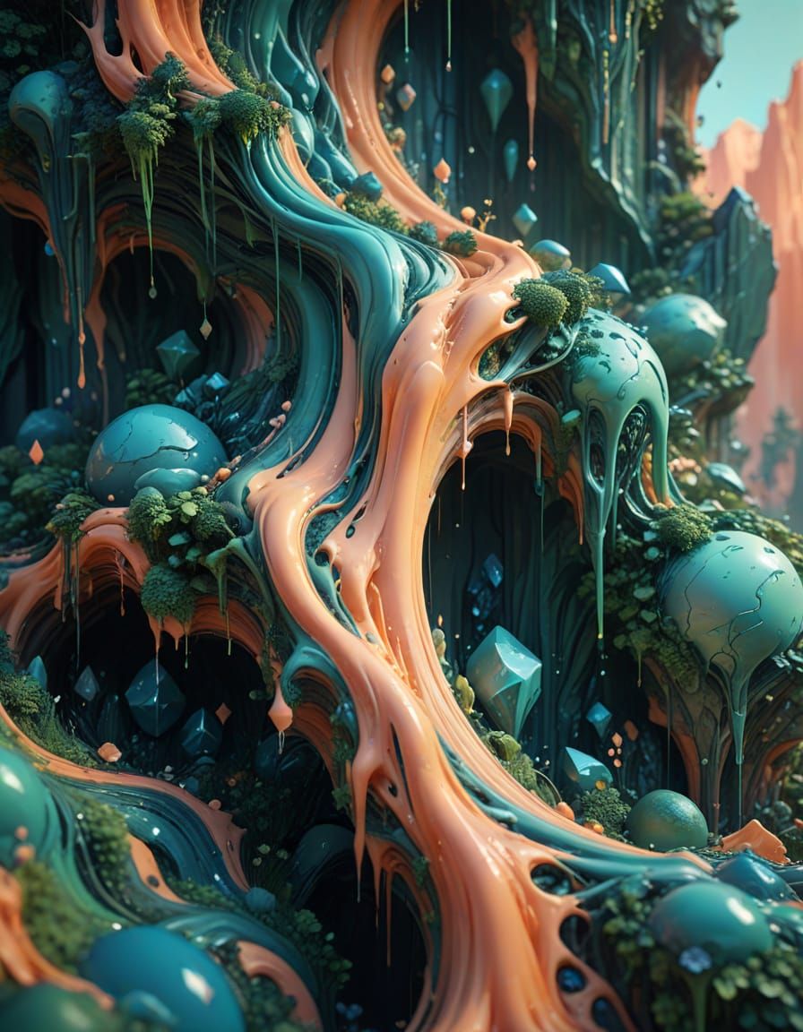 Geometric Shapes Blend in Fantasy Art Style