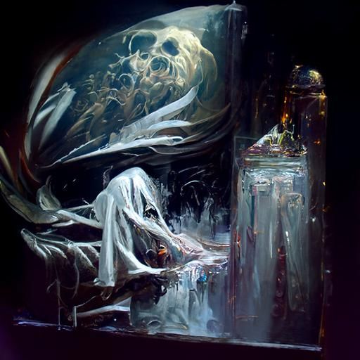 Melting lit candles perched on top of a spine in the dark