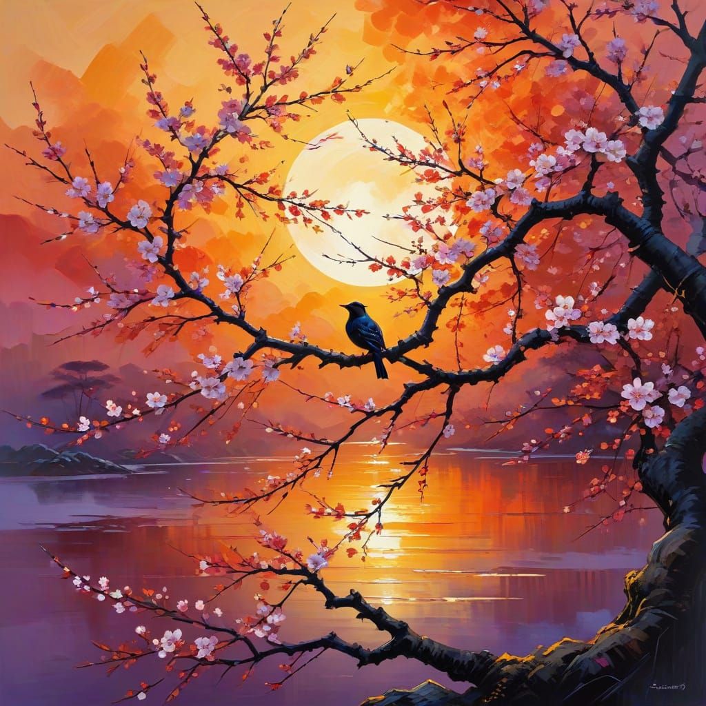 blossom tree bird   by @Kosh