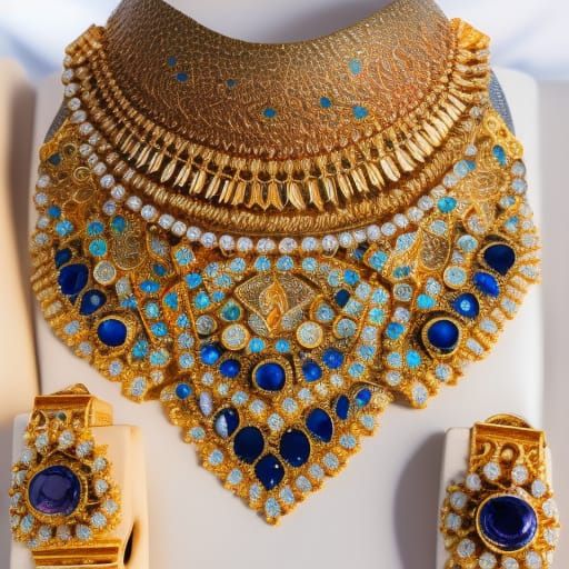 Beautiful Arabian colorful sapphire and gold jewelry - AI Generated ...