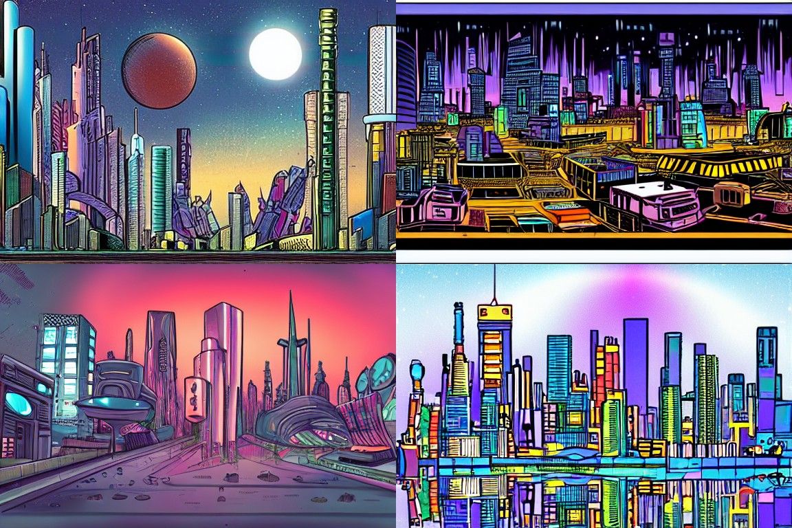 Sci-fi city in the style of Art Informel