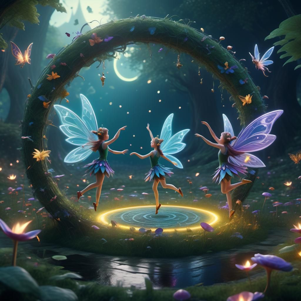 Fairies dancing in a fairy circle - AI Generated Artwork - NightCafe ...