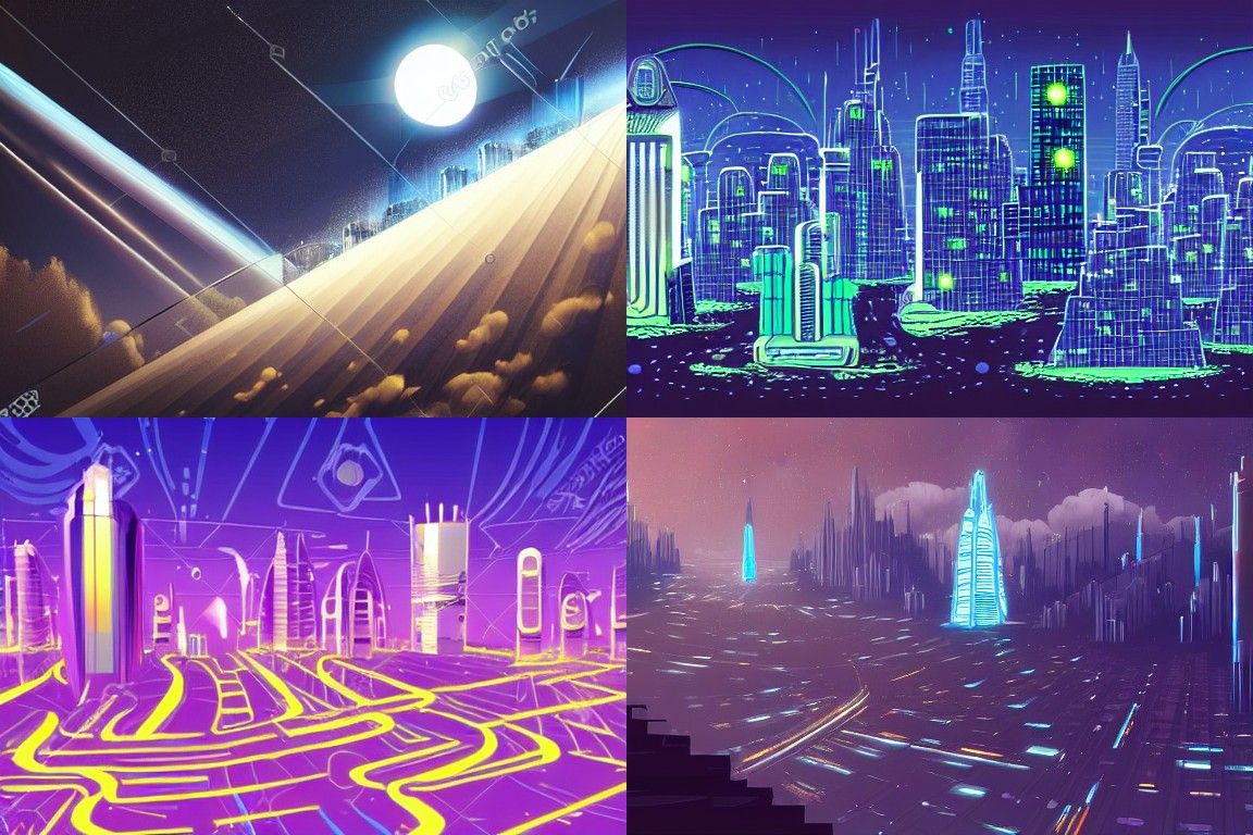 Sci-fi city in the style of Light and Space