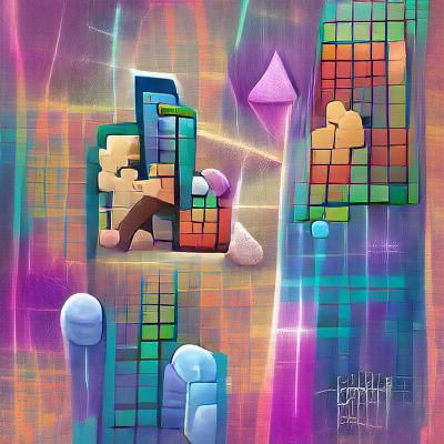 Tetris pieces fall. Clearing lines to get more points. Legendary game. digital illustration