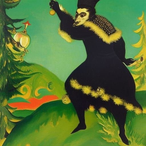 vampire dressed as a hedgehog dancing on the Christmas tree ...