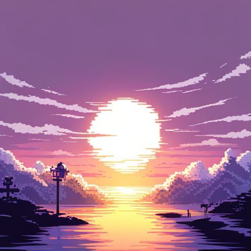 Pixel Art Sunrise - AI Generated Artwork - NightCafe Creator