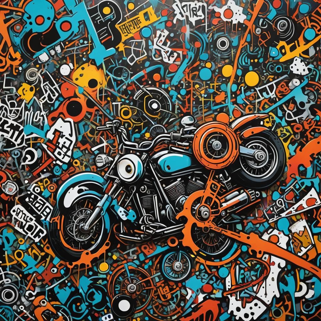 Harley Davidson motorcycle pattern making sequence print