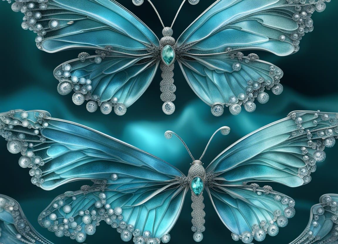 Aquamarine gemstone butterfly