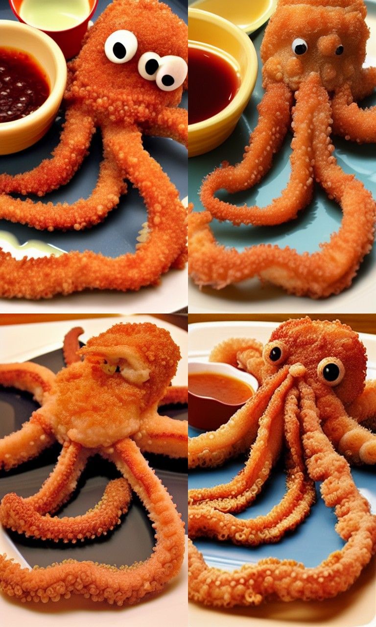 Breaded Octopus with dipping sauce AI Generated Artwork NightCafe