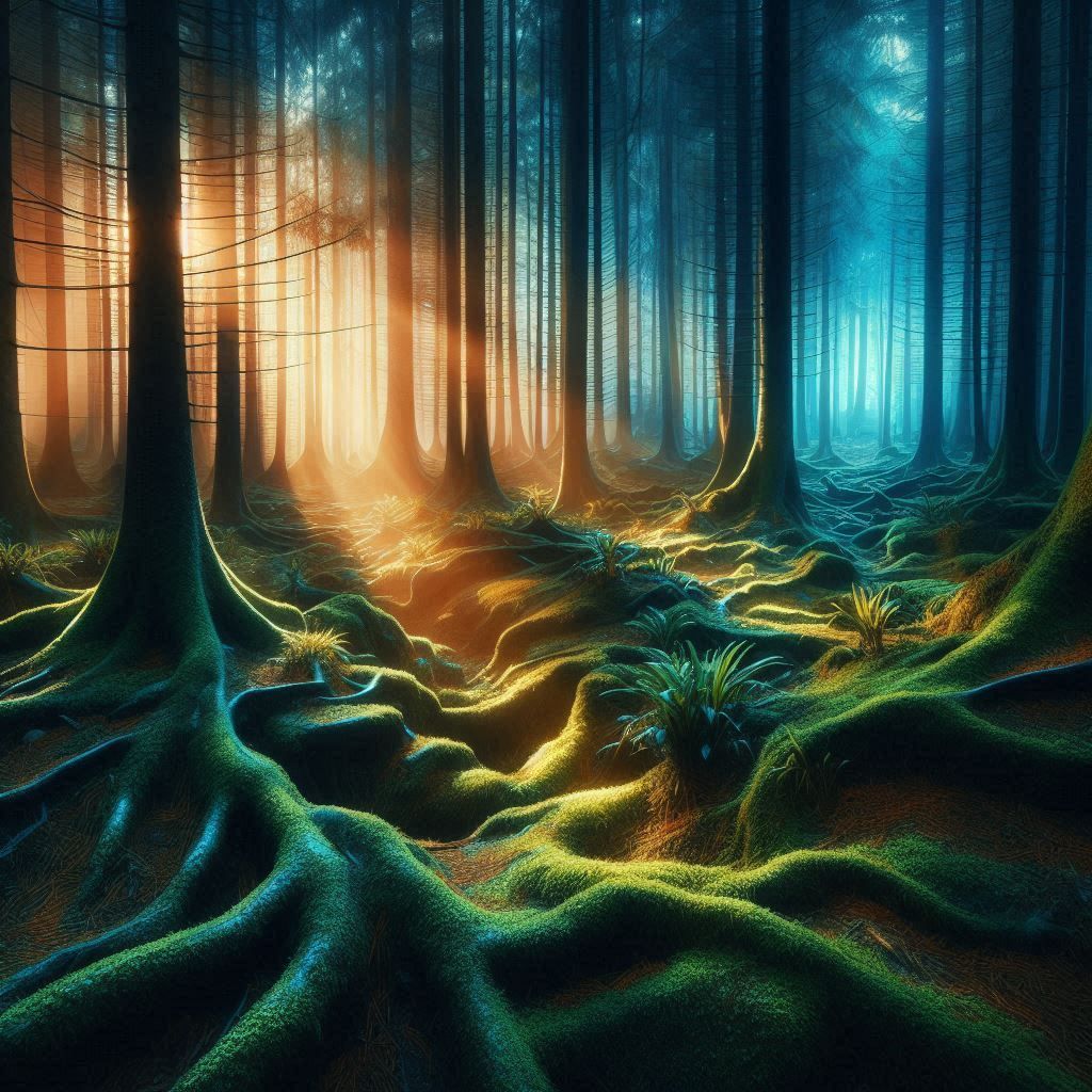 Enchanted glowing forest