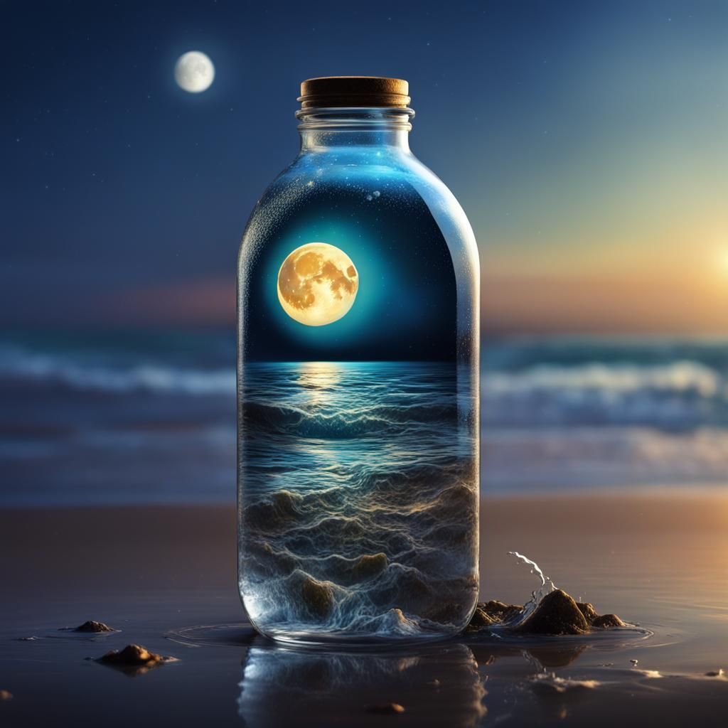 The moon in a bottle AI Generated Artwork NightCafe Creator