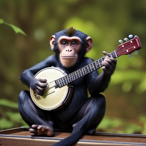 monkey playing a banjo