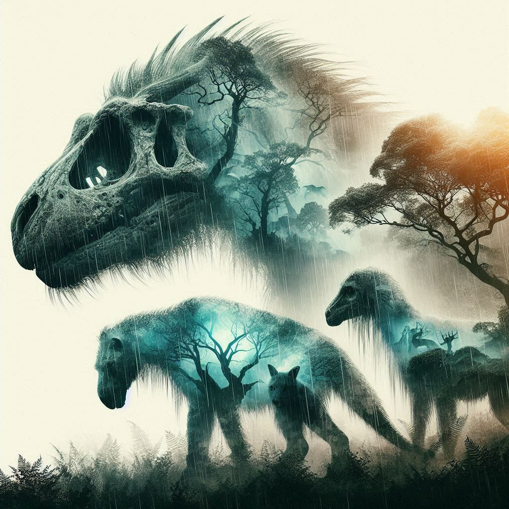 double exposure beautiful fantasy DALL-E 3 portrait landscape..