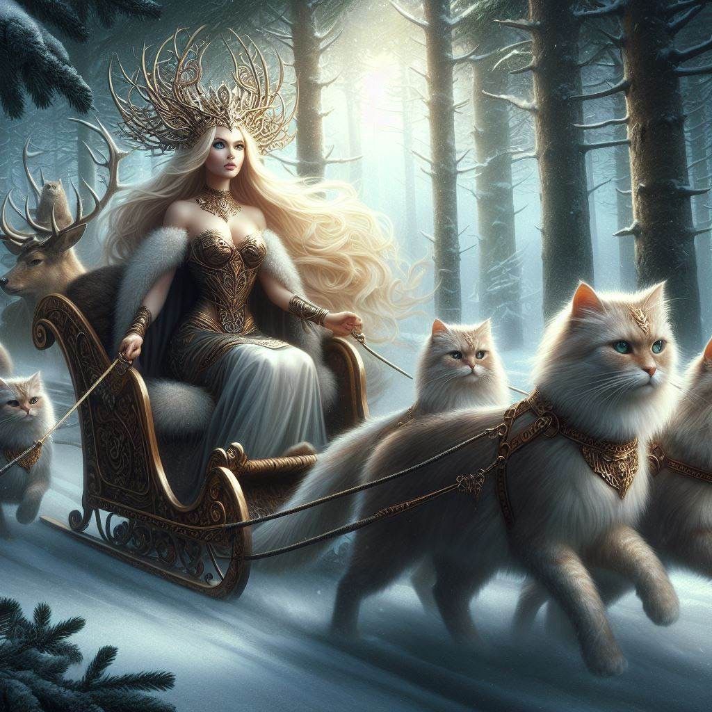 Freya, Nordic Goddess, and Her Magical Cats