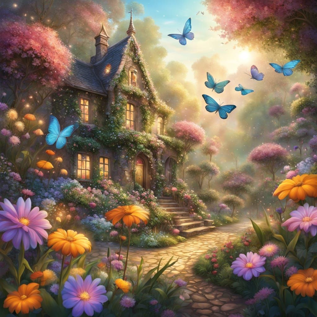 Enchanting Fairy in a Lush Garden Wonderland