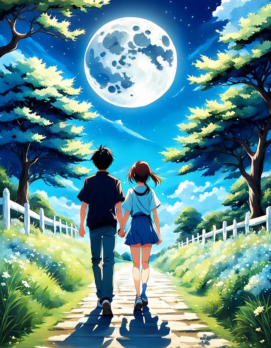 Full moon night walking