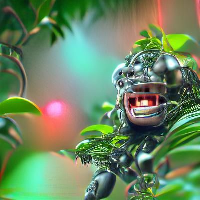 A cybernetic Ape going mad in the jungle