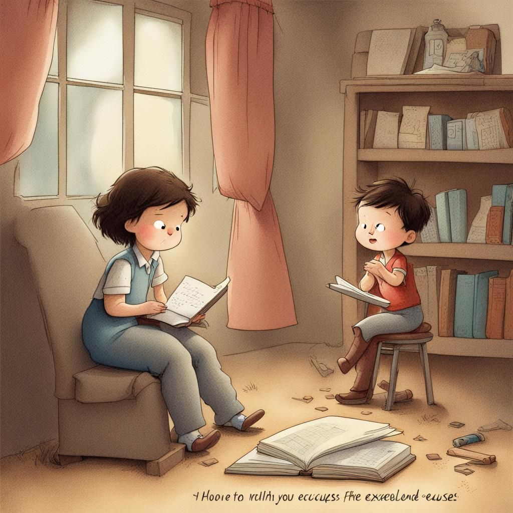 storybook illustration excuses, excuses
